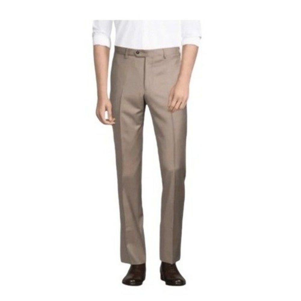 Armani Collezioni Virgin Wool Trousers Taupe Gray Flat Front Dress Pants 36R‎
